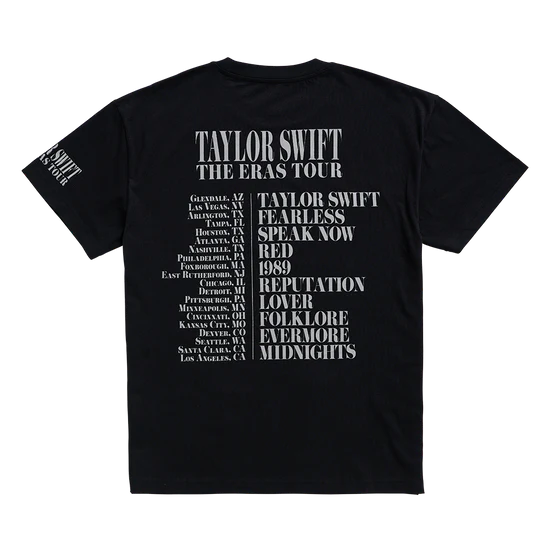 Taylor Swift | The Eras Tour US Dates Black T-Shirt